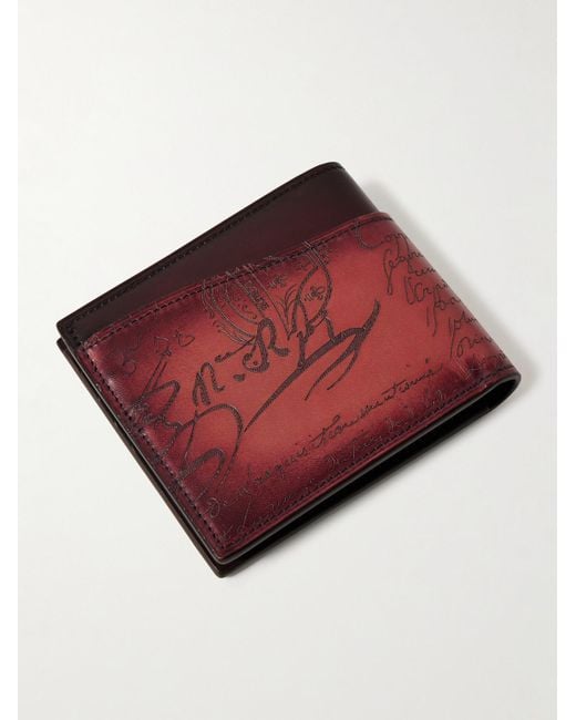 Berluti Red Makore Neo Scritto Venezia Leather Bifold Wallet for men