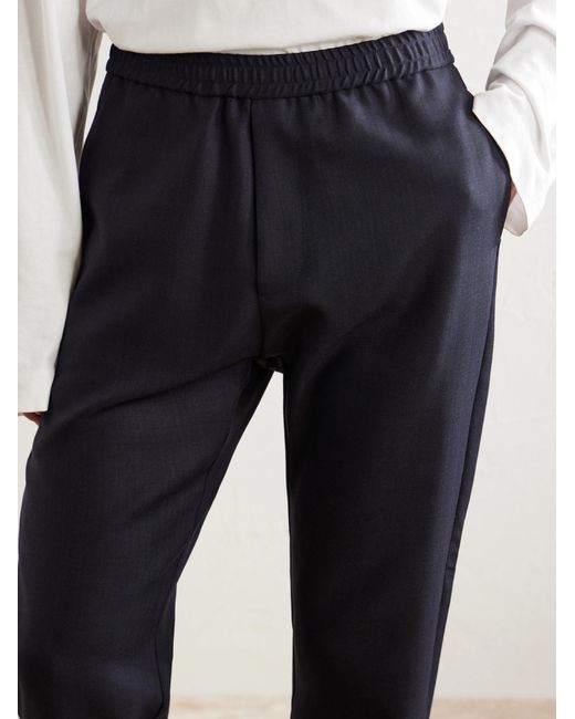 Barena Blue Straight-leg Herringbone Virgin Wool Trousers for men