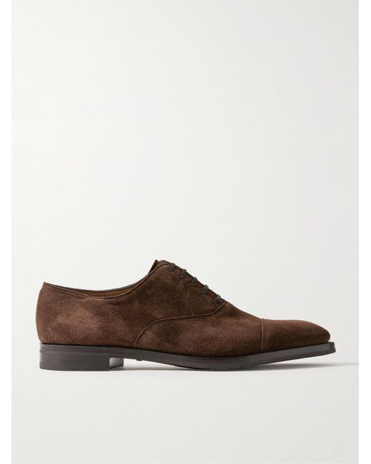 John Lobb Brown City Ii Cap-Toe Suede Oxford Shoes for men