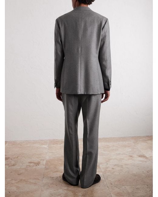 Saman Amel Gray Wide-leg Pleated Wool-flannel Suit Trousers for men