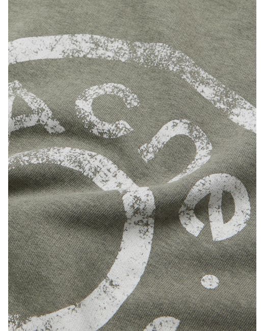 Acne Green Franziska Oversized Logo-Print Distressed Cotton-Blend Jersey Sweatshirt for men