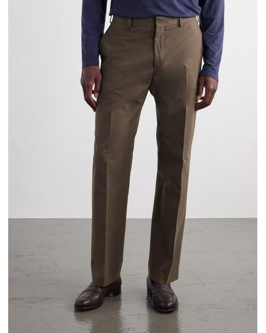 Paul Smith Brown Straight-Leg Cotton-Twill Chinos for men