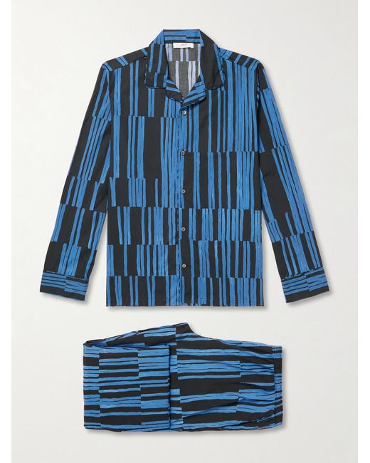 Mr P. Blue Striped Cotton Pyjama Set for men