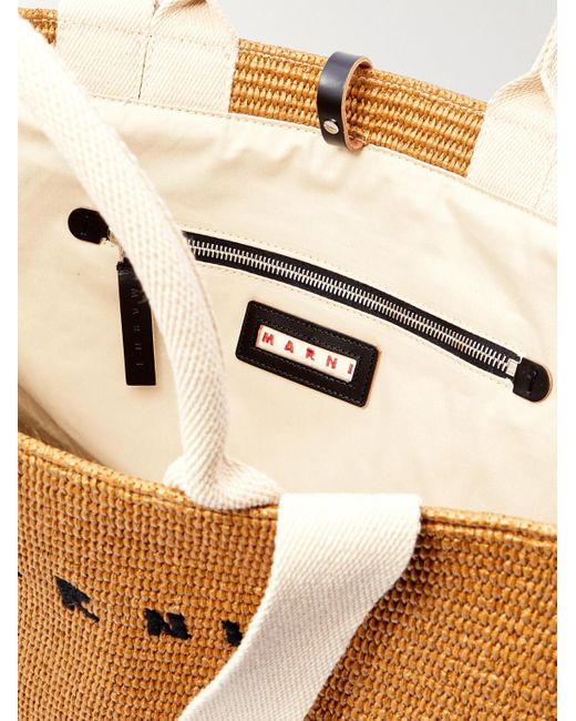 Marni Natural Logo-embroidered Raffia Tote Bag for men