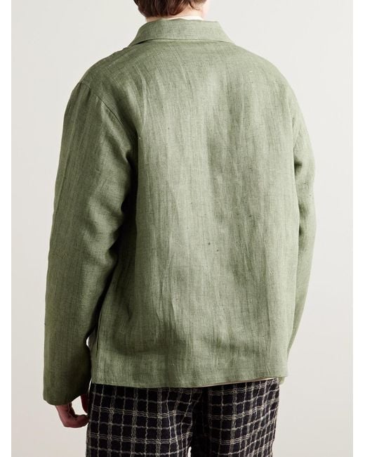 Kartik Research Green Embellished Linen Overshirt for men