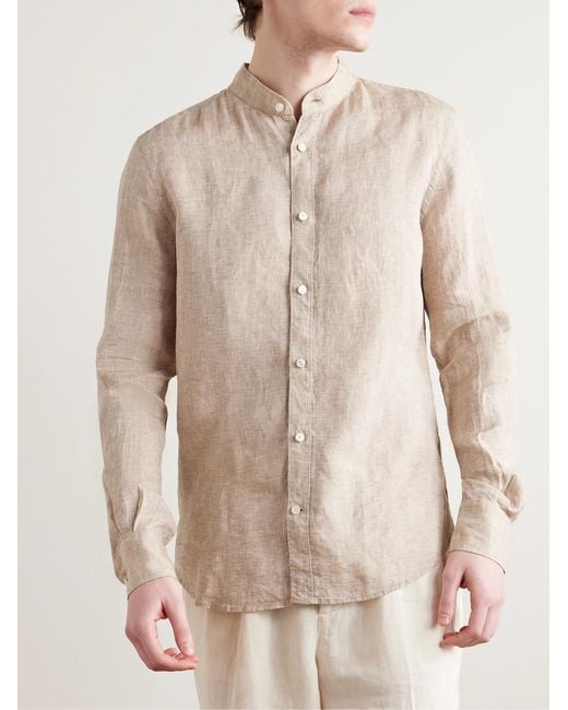 Slowear Natural Glanshirt Grandad-collar Linen Shirt for men