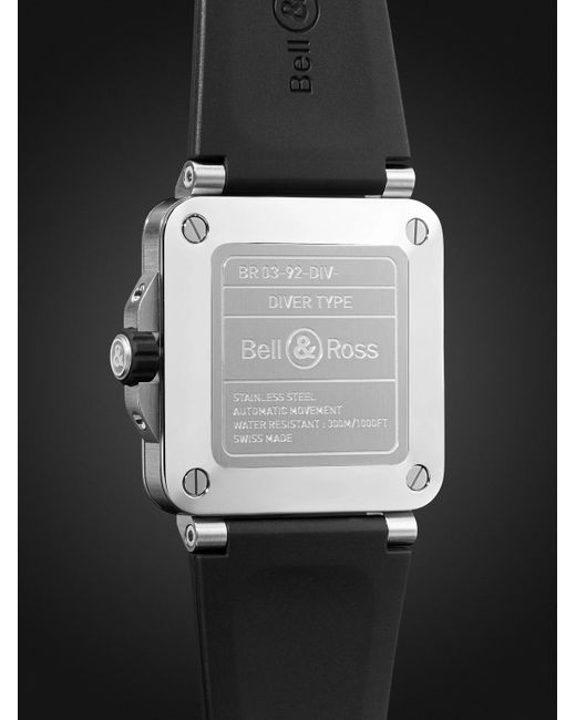 Bell & Ross Black Br 03-92 Diver Automatic 42Mm Stainless Steel And Rubber Watch, Ref. No. Br0392-D-Wh-St/Srb for men