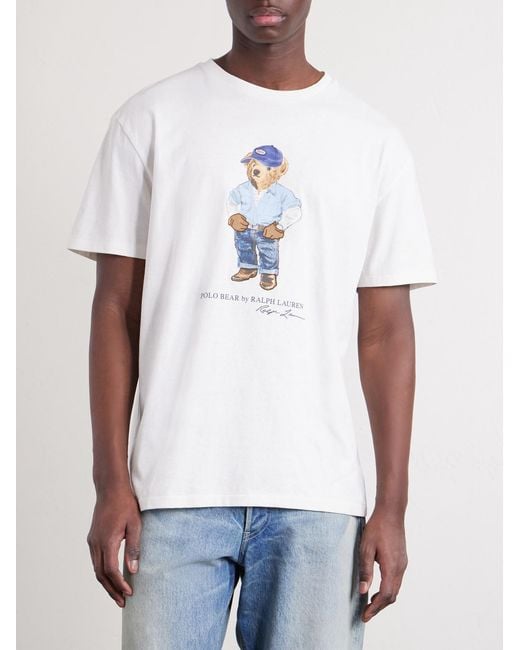 Polo Ralph Lauren White Polo Bear Printed Cotton-Jersey T-Shirt for men