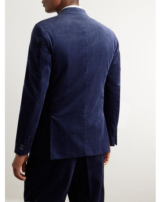 Mr P. Blue Double Breasted Cotton And Cashmere-blend Corduroy Blazer for men