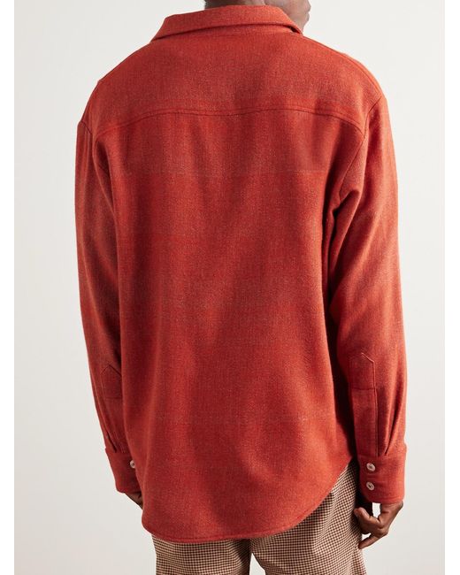 The Elder Statesman Red Cashmere-jacquard Overshirt for men