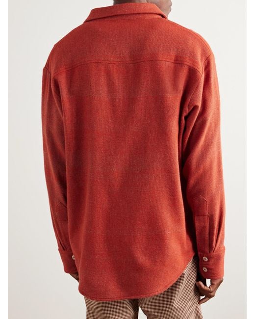 The Elder Statesman Red Cashmere-jacquard Overshirt for men