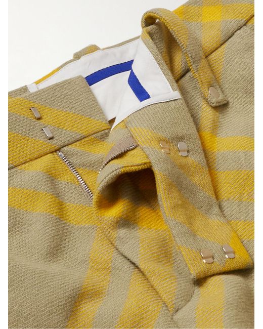 Pantaloni a gamba larga in twill di lana vergine a quadri di Burberry in Yellow da Uomo