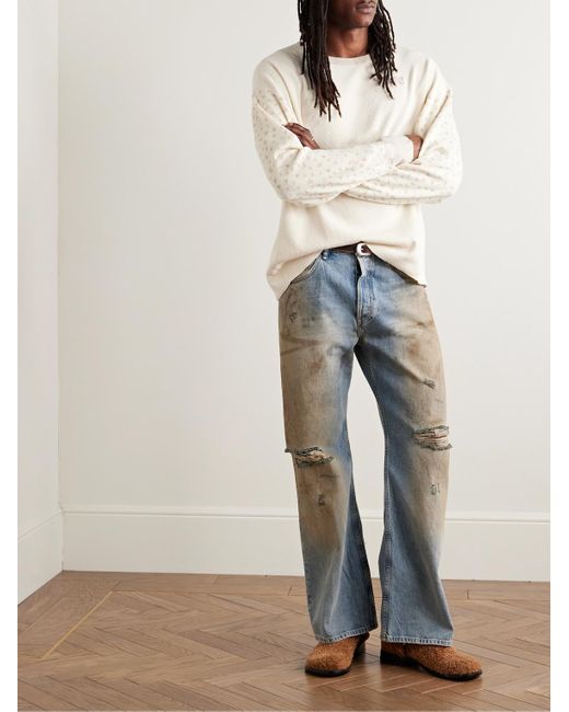 Acne Blue Straight-Leg Distressed Jeans for men