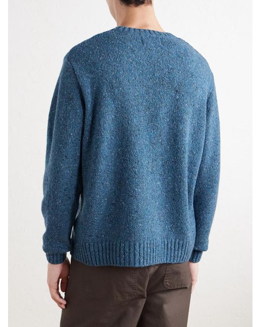 Folk Blue Chain Mélange Wool-blend Sweater for men
