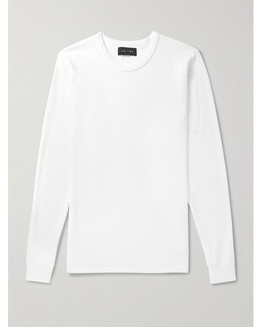 Les Tien White Thermal Slim-fit Cotton-blend Piqué T-shirt for men