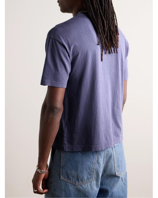 T-shirt in jersey di misto cotone tinta in capo Jumbo di Visvim in Blue da Uomo