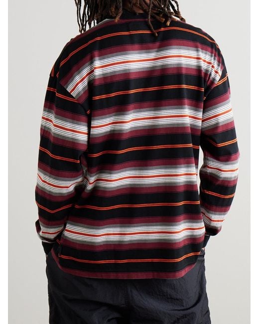 Neighborhood Logo-Embroidered Striped Cotton-Jersey T-Shirt for men
