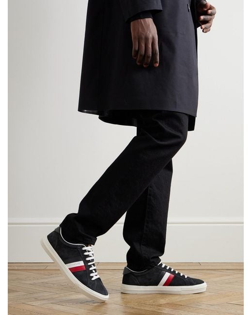 Moncler Black New Monaco Leather And Suede Sneakers for men