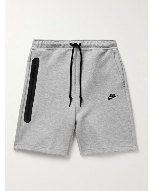 Nike Gray Straight-leg Logo-print Cotton-blend Tech Fleece Drawstring Shorts for men