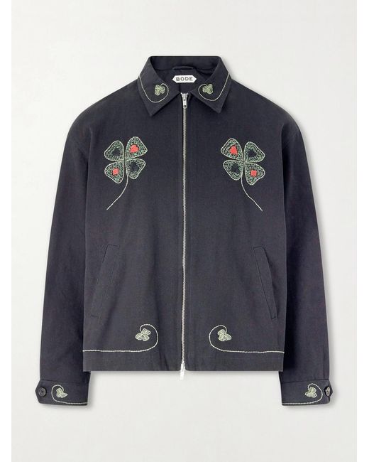 Bode Blue Lucky Draw Embroidered Cotton-Twill Blouson Jacket for men