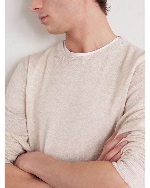 Mr P. White Linen And Cotton-blend Sweater for men