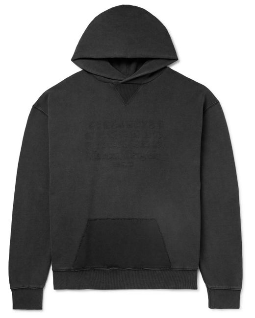 Maison Margiela Black Oversized Logo-embroidered Garment-dyed Cotton-jersey Hoodie for men