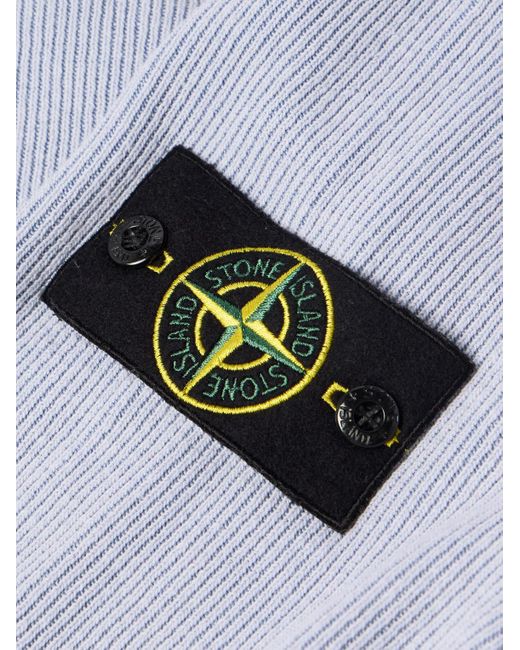 Stone Island Blue Reversible Logo-appliquéd Ribbed Cotton-blend And Shell Hooded Jacket for men