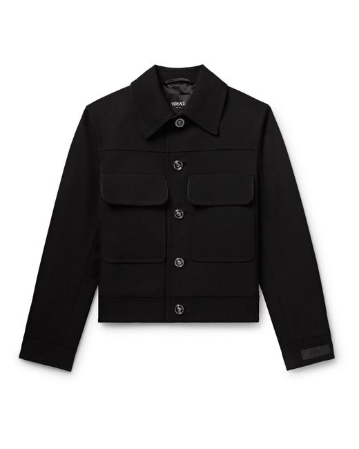 Versace Black Virgin Wool-blend Twill Blouson Jacket for men