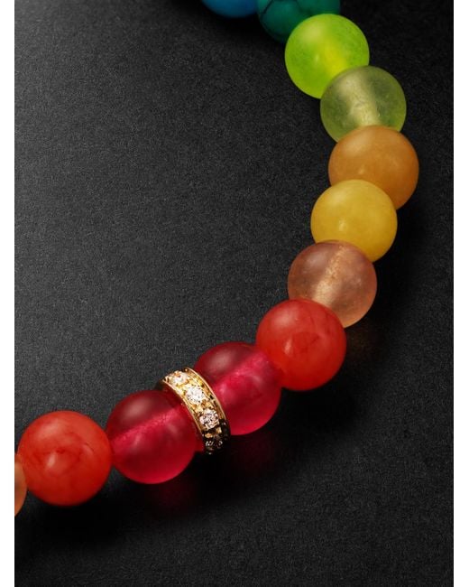 Sydney Evan Black 14-Karat, Jade And Diamond Beaded Bracelet for men