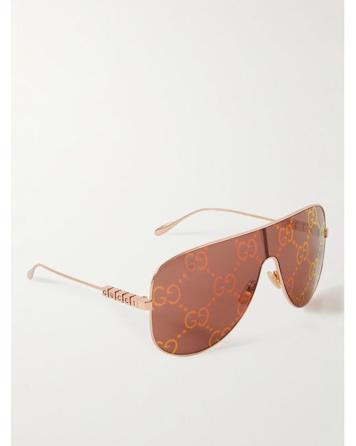 Gucci Pink Aviator-style Rose Gold-tone Sunglasses for men