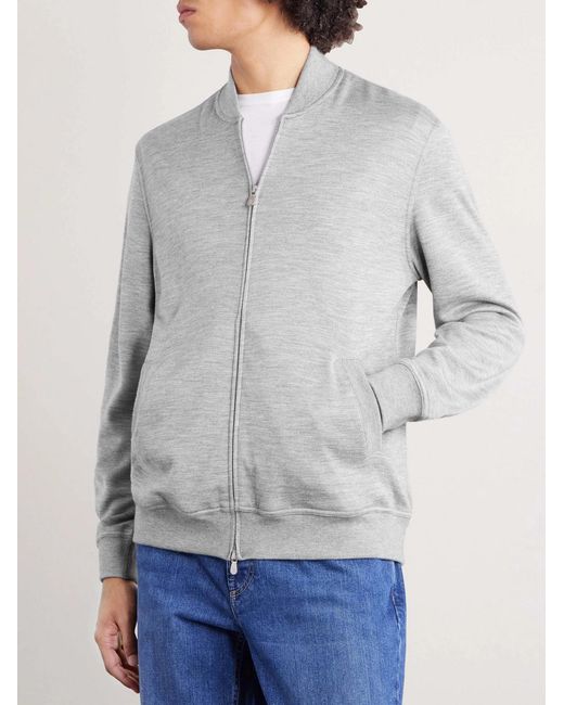 Brunello Cucinelli White Cashmere-blend Zip-up Sweatshirt for men