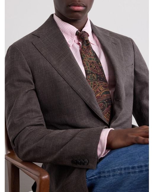 Drake's Natural 7Cm Paisley-Print Wool And Silk-Blend Tie for men