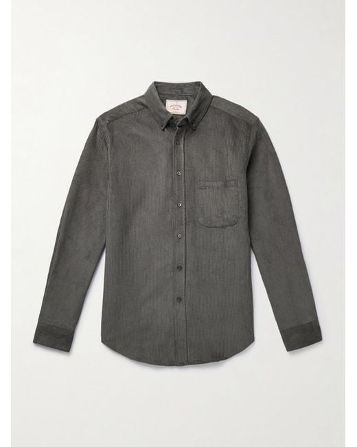 Portuguese Flannel Gray Lobo 2.0 Button-down Collar Cotton-corduroy Shirt for men