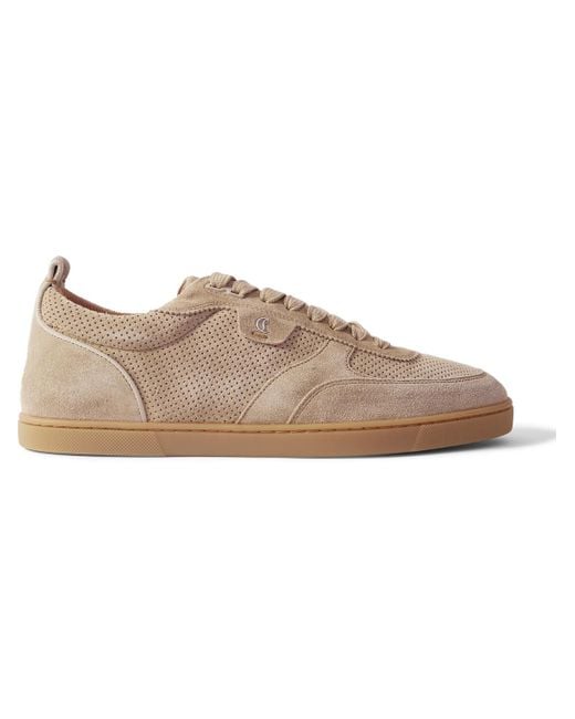 Christian Louboutin Brown Tutti Rui Perforated Suede Sneakers for men