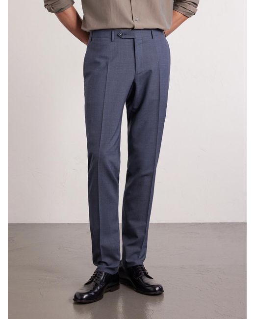 Canali Blue Straight-Leg Super 130S Wool Suit Trousers for men