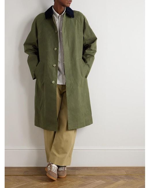 A.P.C. Green Gaspard Oversized Corduroy-trimmed Coated Cotton-canvas Coat for men