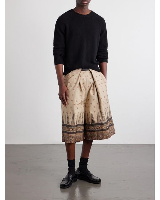 Kapital Natural Wide-Leg Printed Cotton Shorts for men