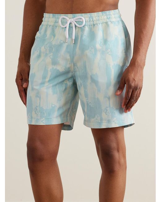 Shorts da mare medi a gamba dritta in tessuto riciclato stampato di Frescobol Carioca in Blue da Uomo