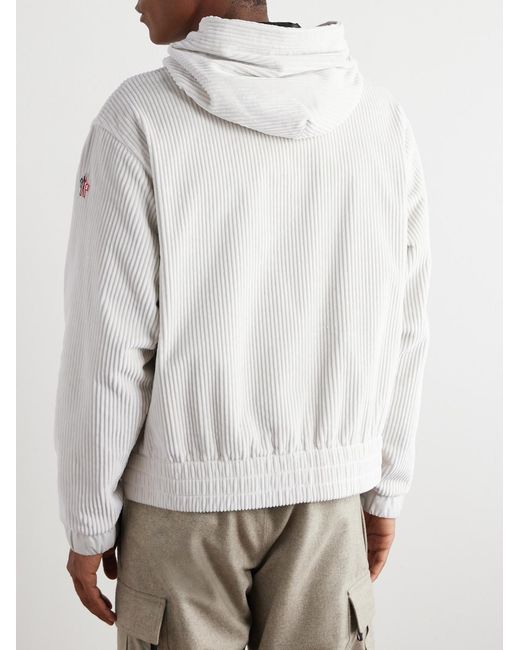 Moncler Natural Logo-Appliquéd Cotton-Blend Corduroy Hoodie for men