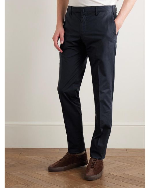 Slowear Blue Venezia 1951 Slim-Fit Cotton-Blend Poplin Trousers for men