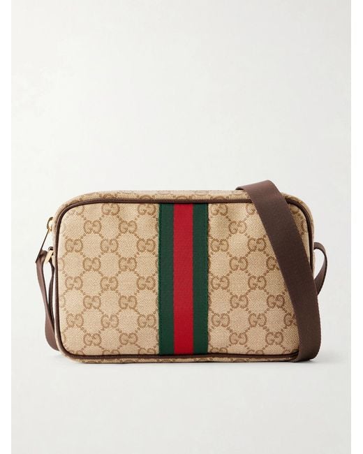 Gucci Natural GG Monogrammed Leather-trimmed Coated-canvas Messenger Bag for men