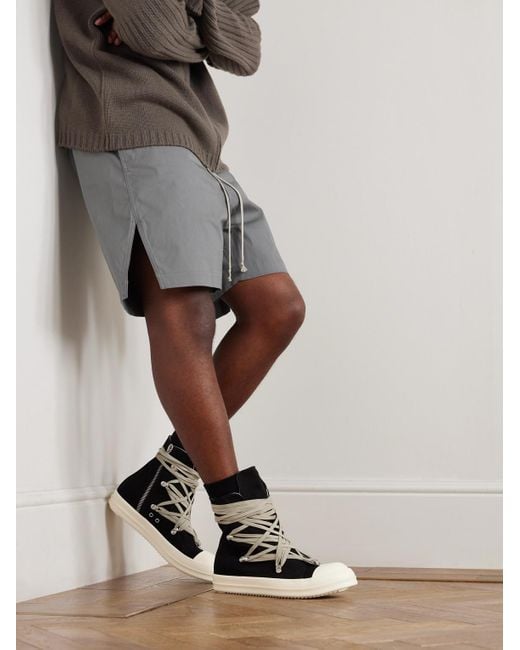Rick Owens Black Megalace Denim High-Top Sneakers for men