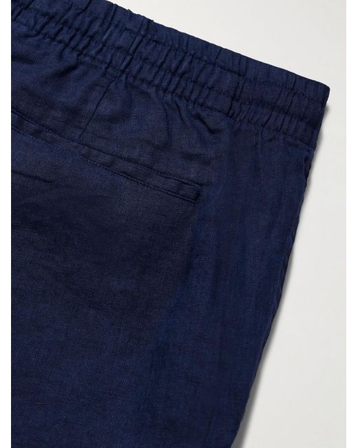 Polo Ralph Lauren Blue Prepster Straight-Leg Logo-Embroidered Linen Drawstring Shorts for men