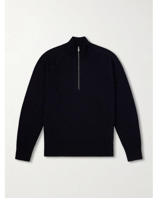 Barena Blue Merino Wool Half-zip Sweater for men