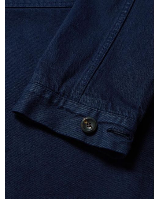 Drake's Blue Organic Cotton-twill Overshirt for men