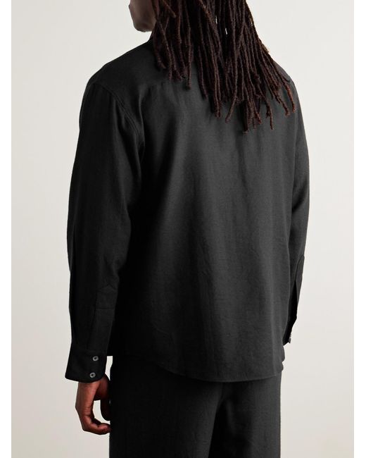 The Elder Statesman Black Wool And Cashmere-Blend Twill Shirt for men