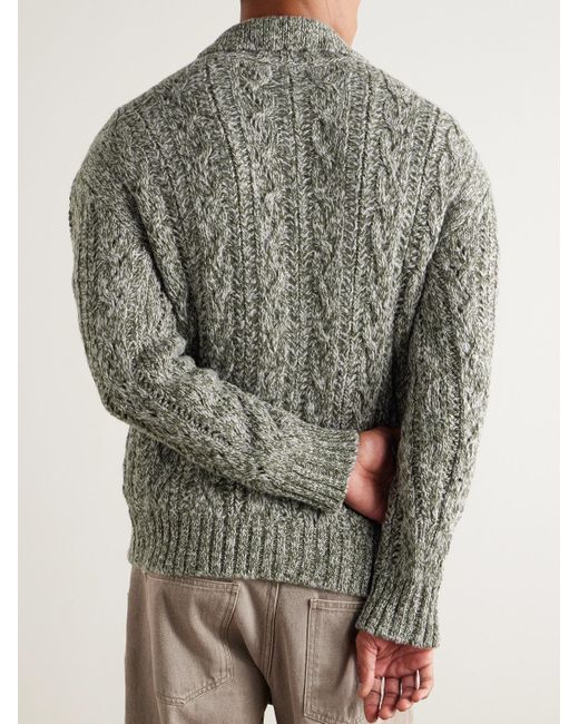 Piacenza 1733 Gray Cable-knit Virgin Wool Zip-up Sweater for men