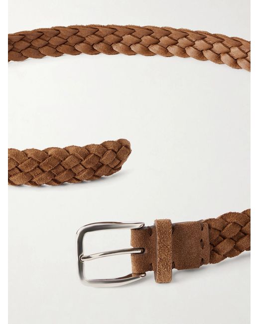 Brunello Cucinelli Brown 2Cm Woven Suede Belt for men