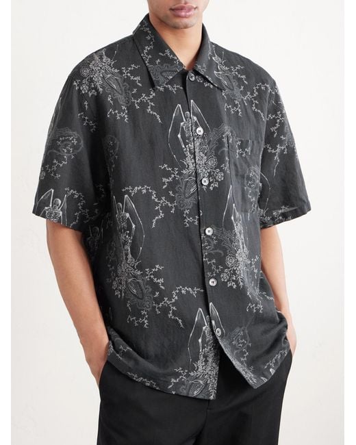 Our Legacy Blue Every Printed Cotton And Linen-blend Shirt for men