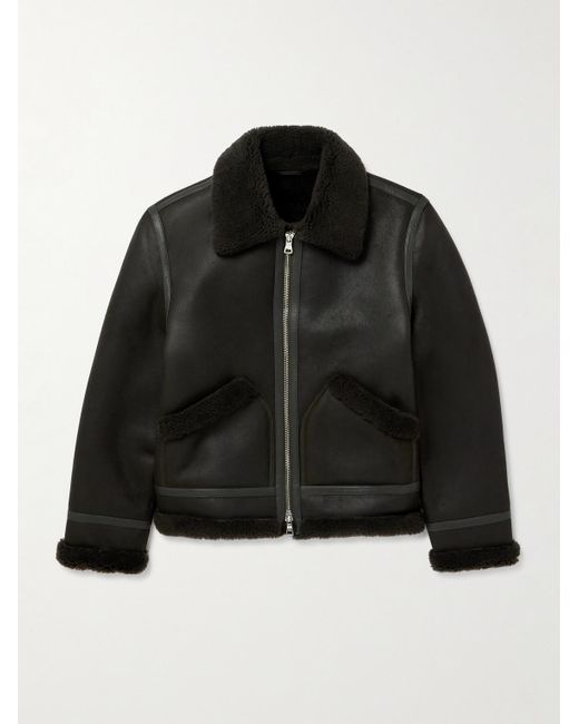 Mr P. Black Shearling Aviator Jacket for men